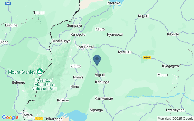 Kaart met locatie Kibale Forest Reserve Primate